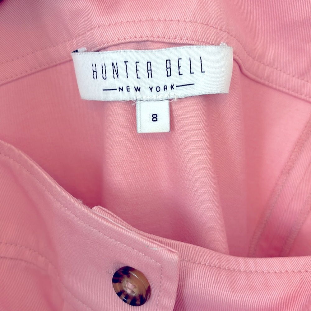 Hunter Bell Button-Up Midi Dress Sloan Pale Pink Cotton Size 8 EUC - Picture 2 of 2